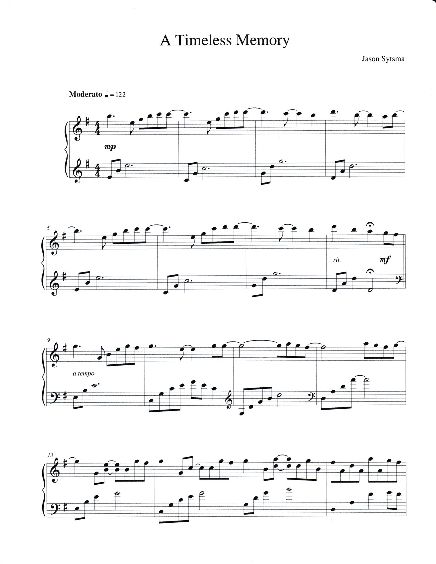 "A Timeless Memory" Sheet Music