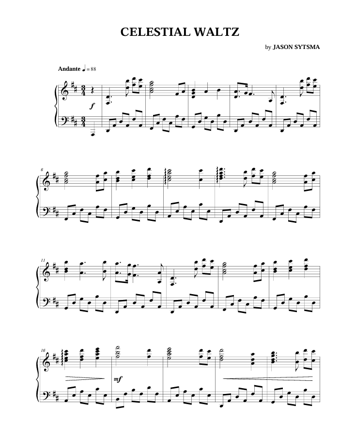 "Celestial Waltz" Sheet Music