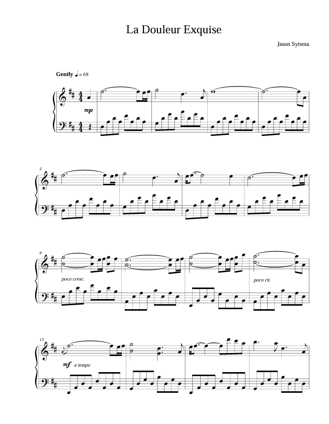 "La Douleur Exquise" Sheet Music