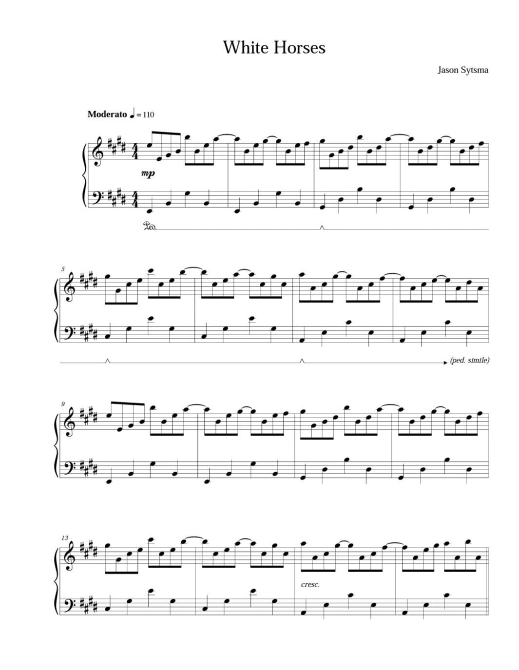 "White Horses" Sheet Music