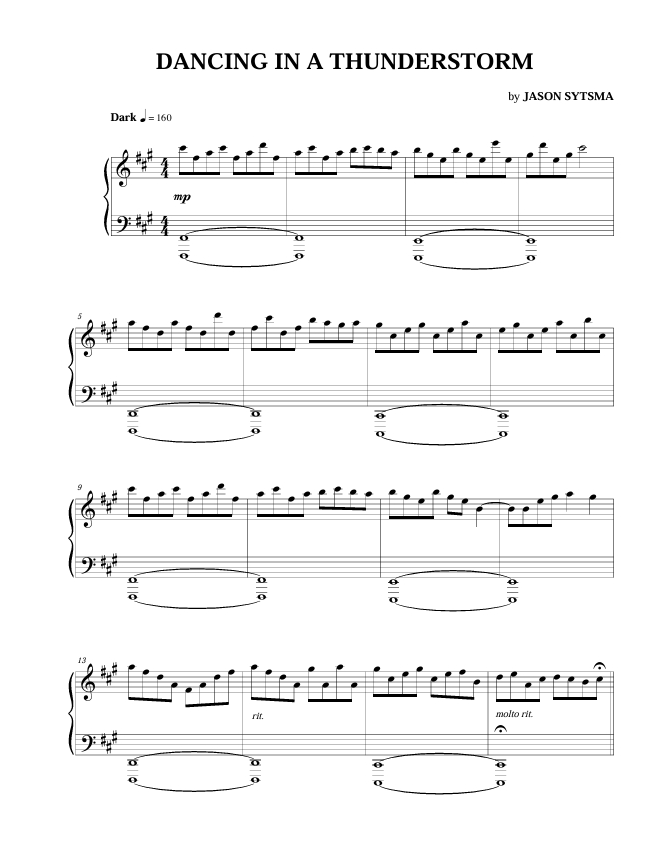 "Dancing In A Thunderstorm" Sheet Music