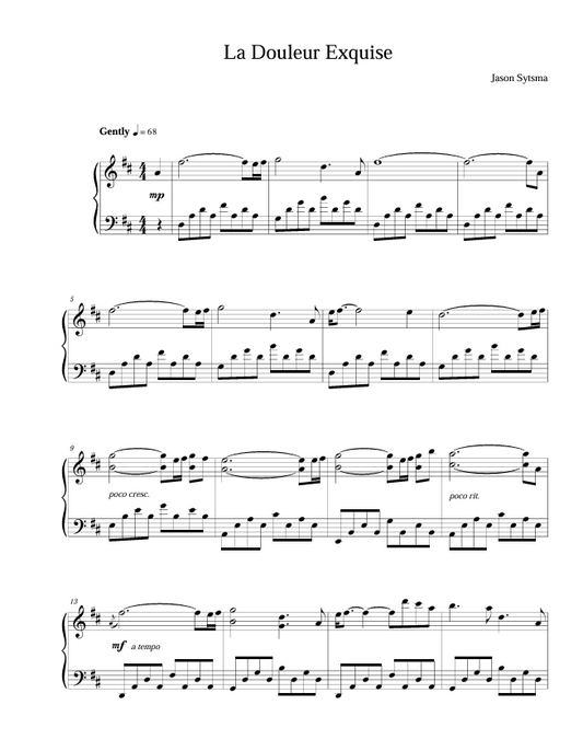 "La Douleur Exquise" Sheet Music