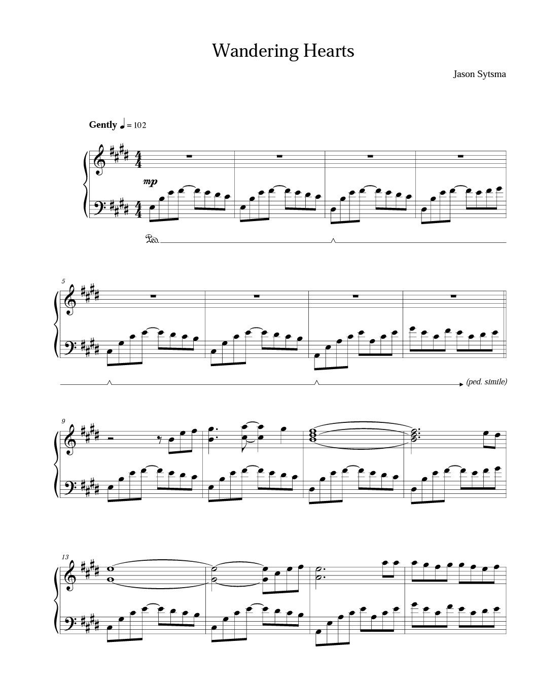 "Wandering Hearts" Sheet Music
